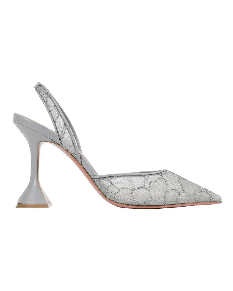 Amina Muaddi Holli Lace Slingback 95 Pumps Grey