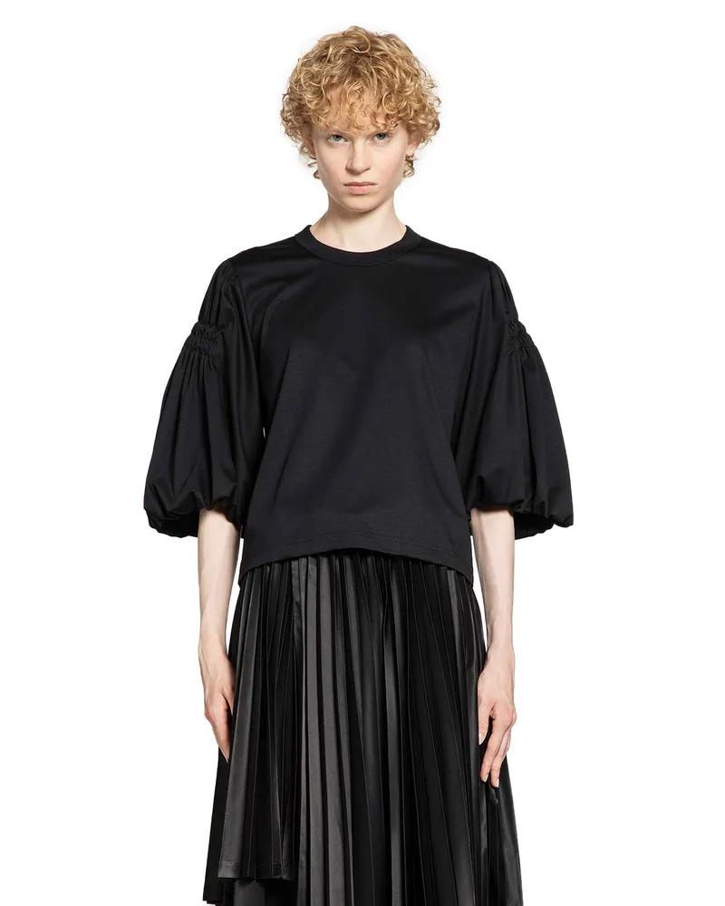 Noir Kei Ninomiya Gathered Cotton Jersey T-shirt Black
