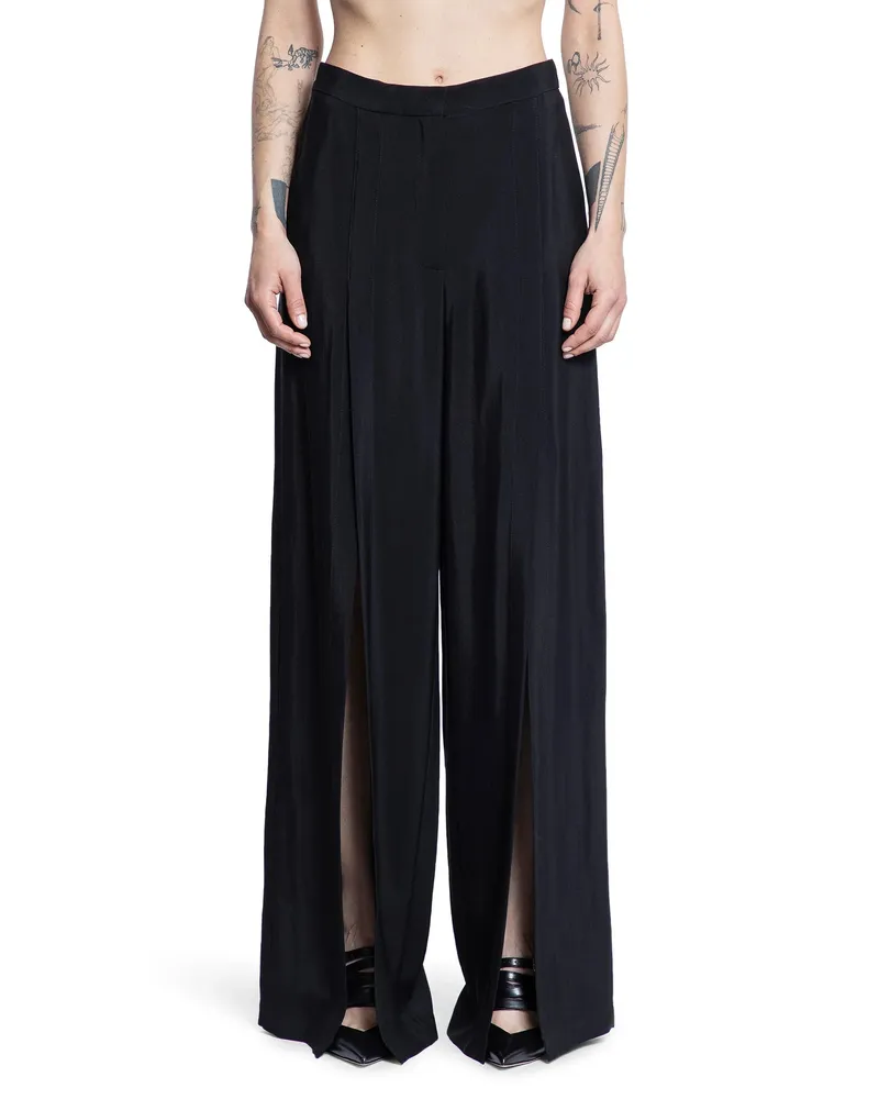 Thierry Mugler Wide leg slit trousers Black