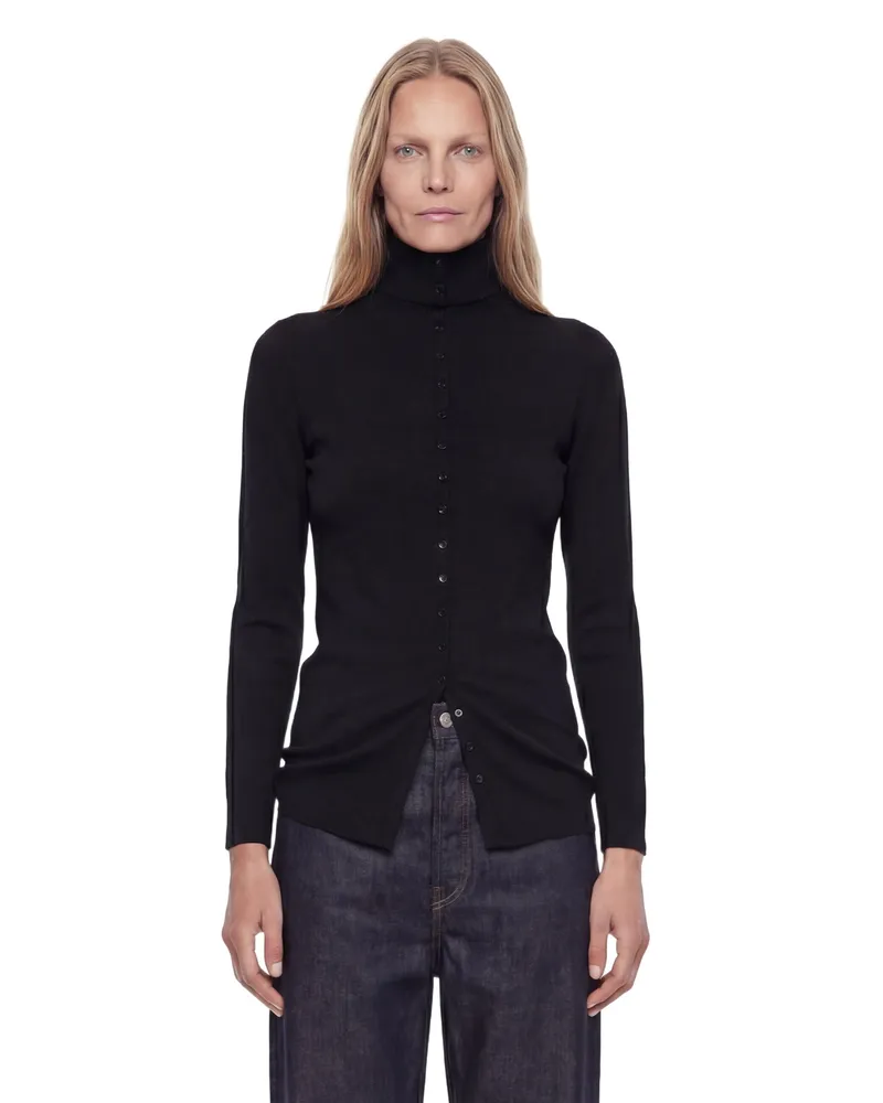 Totême Fitted Polo Cardigan Black