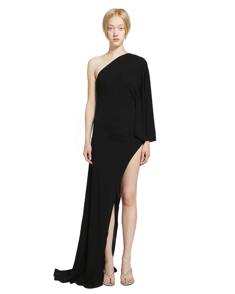 Gucci Asymmetric Viscose Jersey Long dress Black