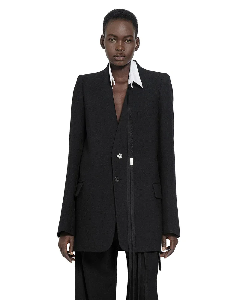 Ann Demeulemeester Brushed Wool Light Grabiëlle Collarless Jacket Black