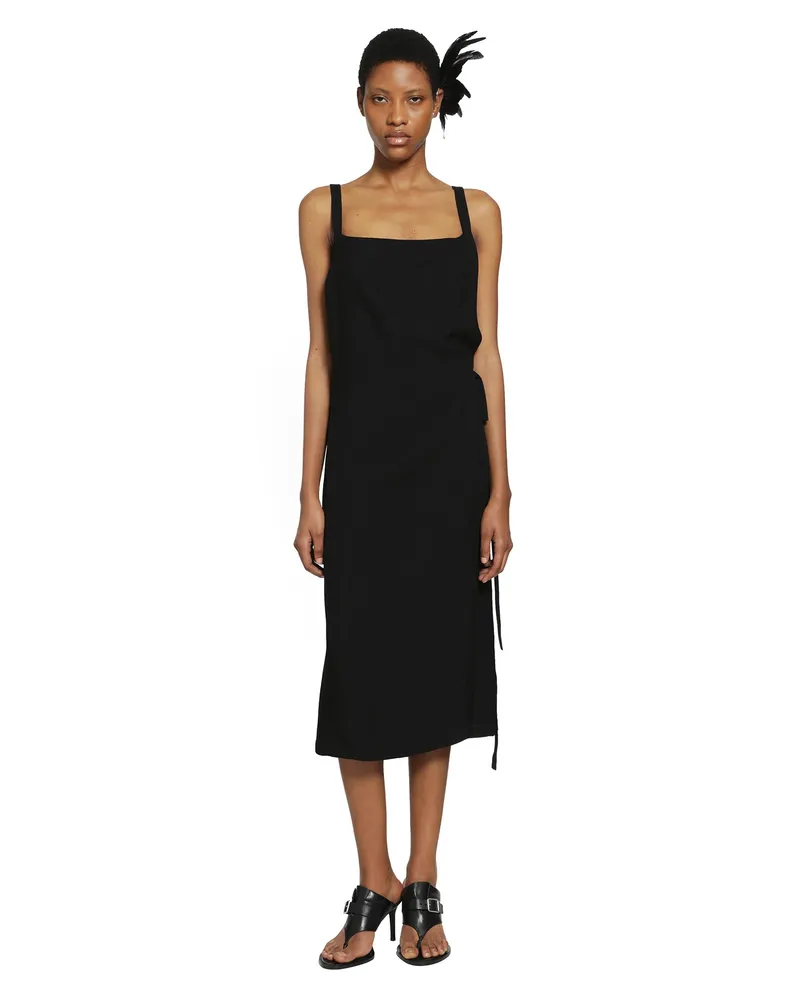 Ann Demeulemeester Desi Apron Wrap Midi Dress Black