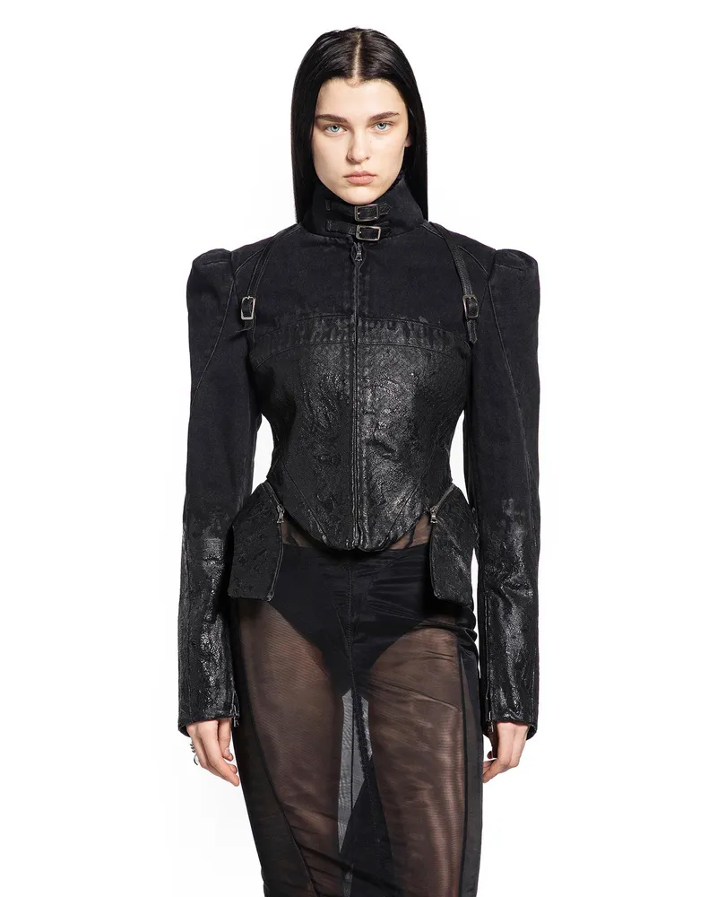 Dilara Findikoglu Coded Pain Denim Jacket Black