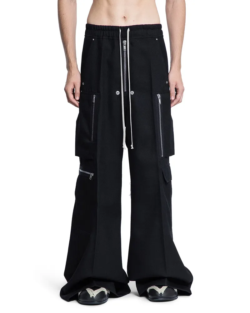 Rick Owens Concordians Cargobelas in Wool Drill Black