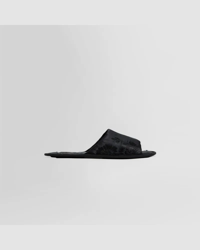 The Row Frances Open Toe Slippers Black