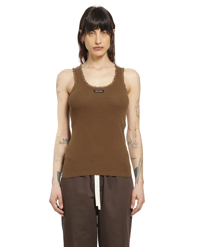 Miu Miu Cotton Tank Top Brown