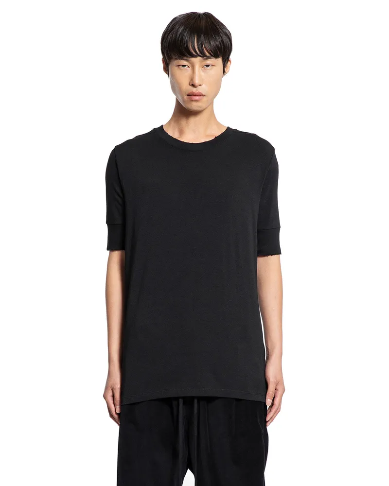 THOM KROM Distressed Stretch Cotton Modal T-Shirt Black