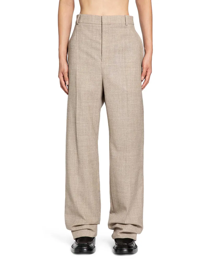 Saint Laurent High-Rise Pants in Wool Beige