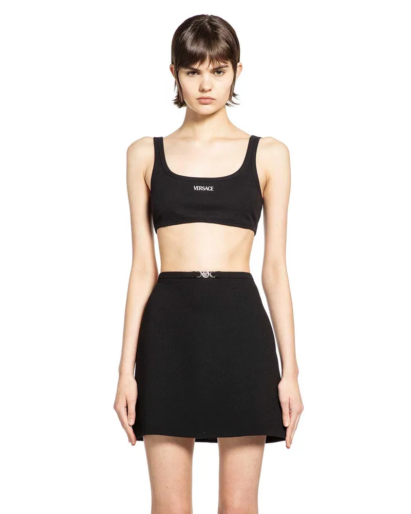 Versace Ribbed Cotton Top Black