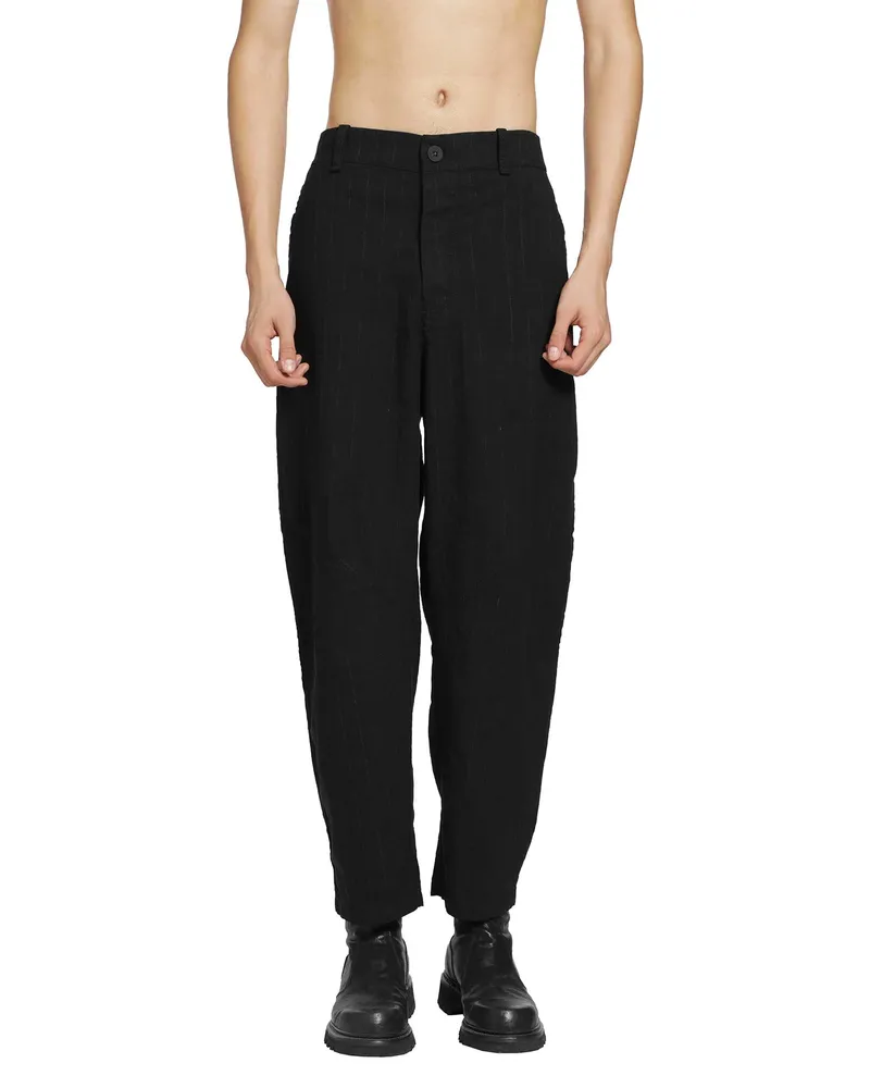 TRANSIT Mottled Pinstripe Trousers Black