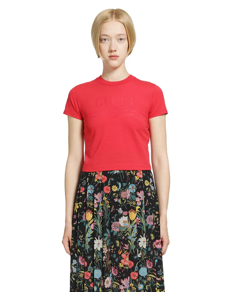 Gucci Interlocking G Cropped T-Shirt Red