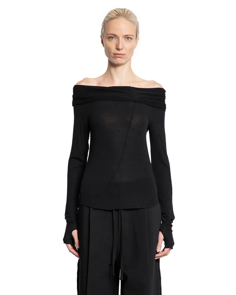 THOM KROM Off-Shoulder Top with Hand Gaiters Black