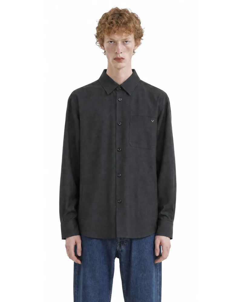 Valentino Garavani VGold Nylon Gabardine Jacket Grey