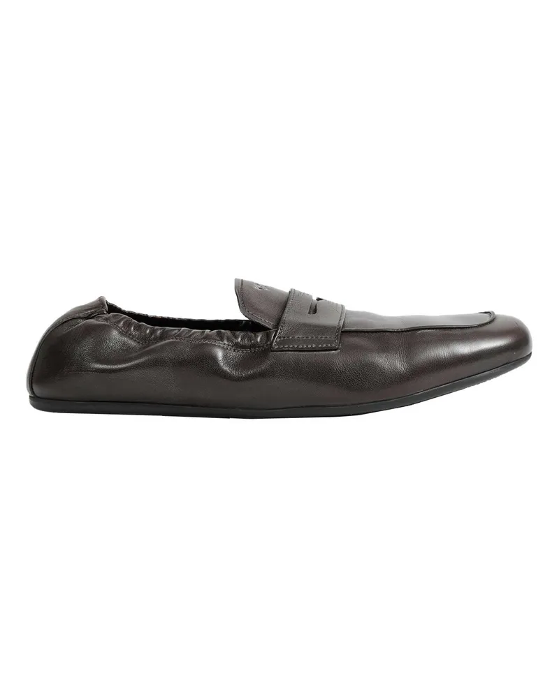 Prada Suffle Antiqued Leather Loafers Brown
