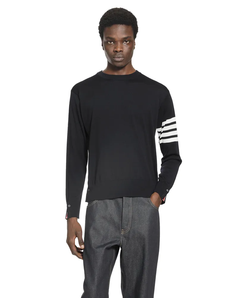 Thom Browne 4-Bar Sweater In Sustainable Merino Wool Blue