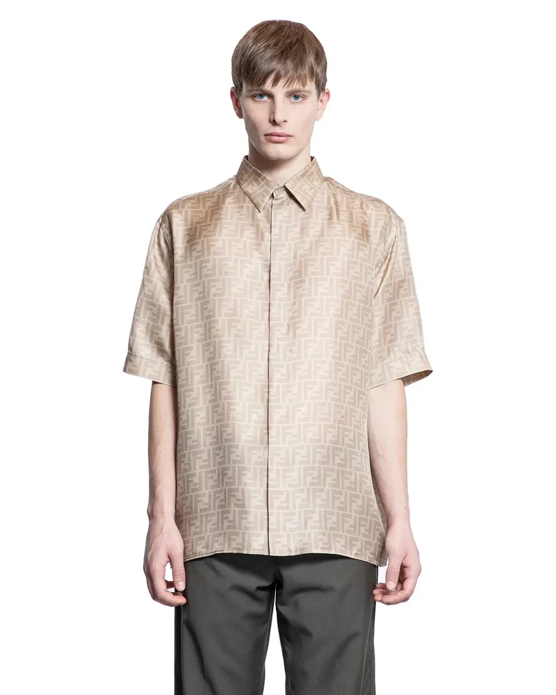 Fendi FF Silk Shirt Beige