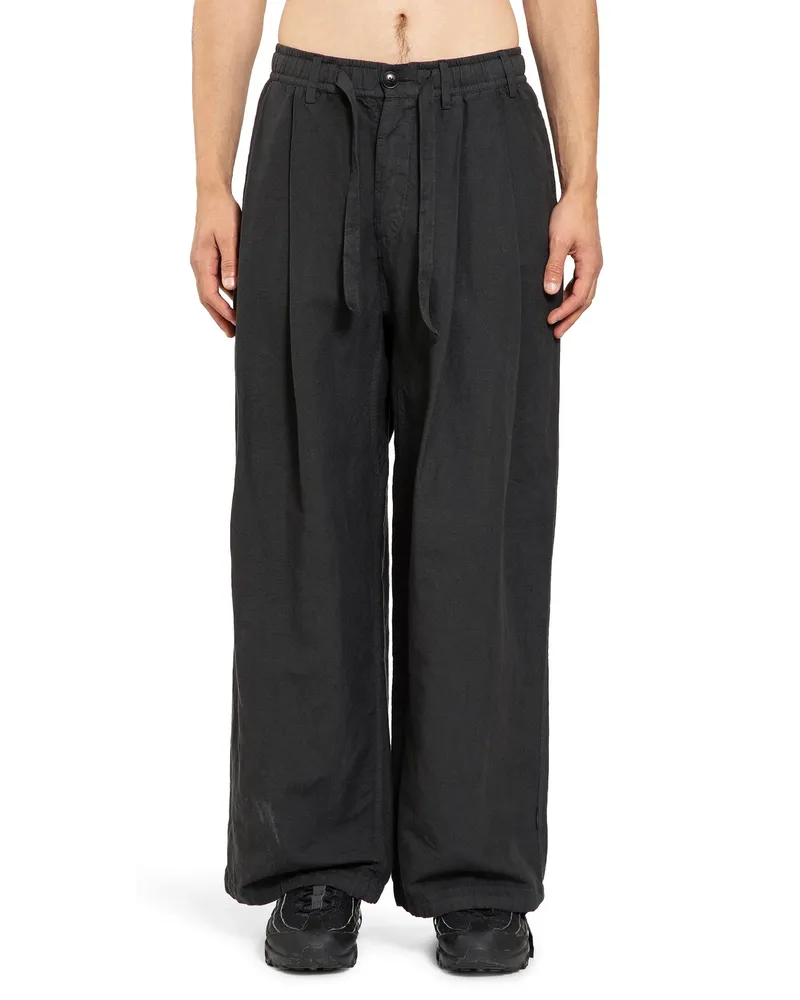 maharishi Pantaloni a Pista Pieghettati in Canapa Black