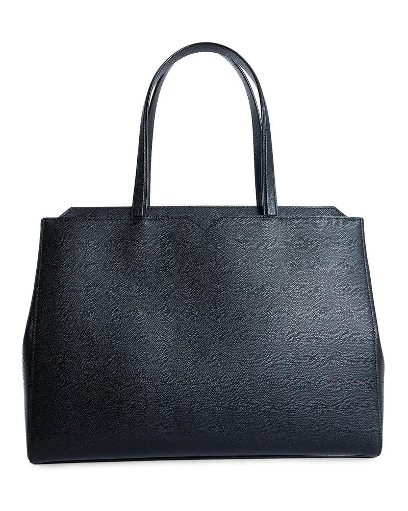 Valextra V-line Horizontal Shopping Bag Black