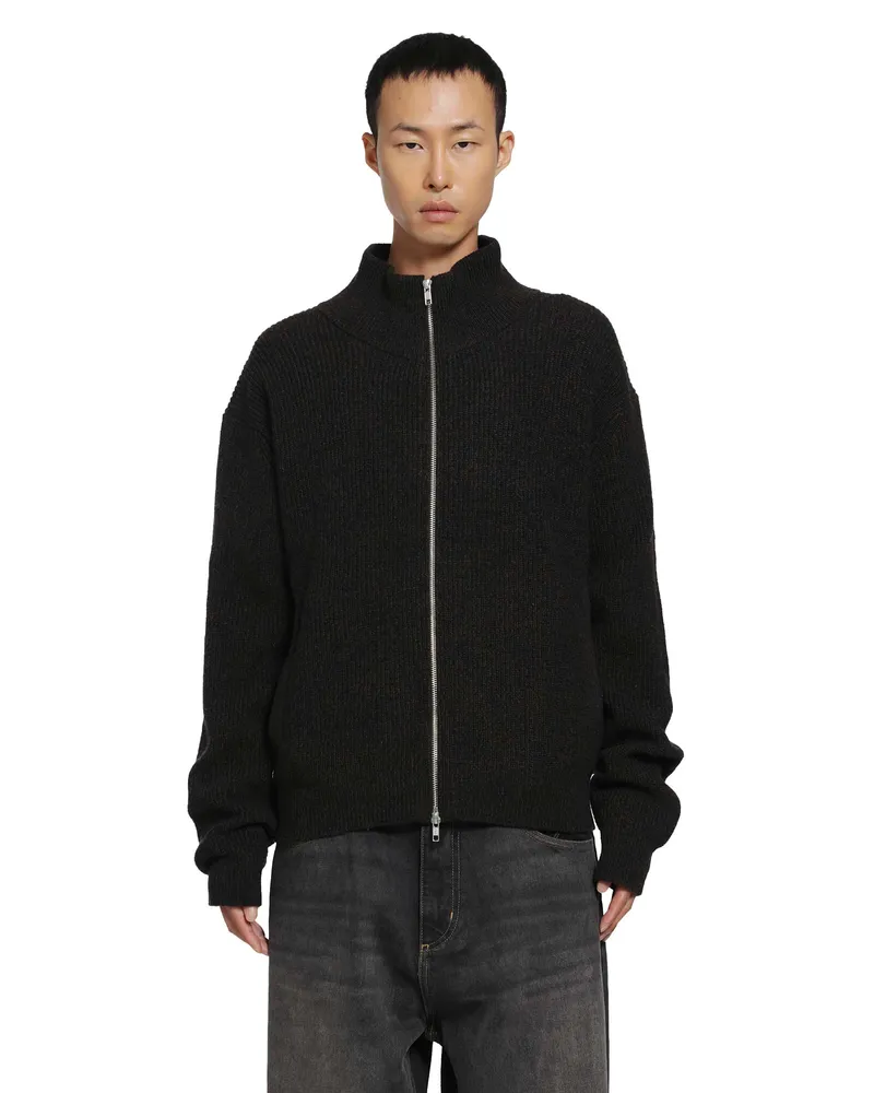 Song For The Mute Zip Up Funnel Cardigan Brown