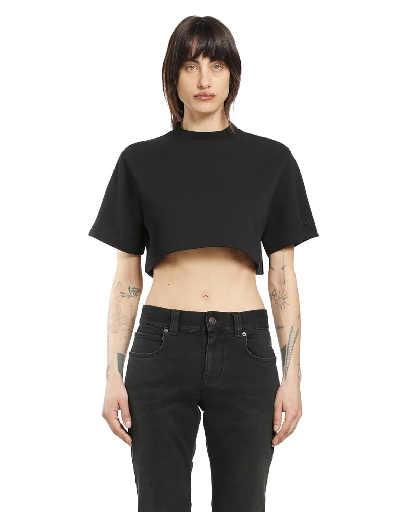 Balenciaga Cropped T-Shirt Black