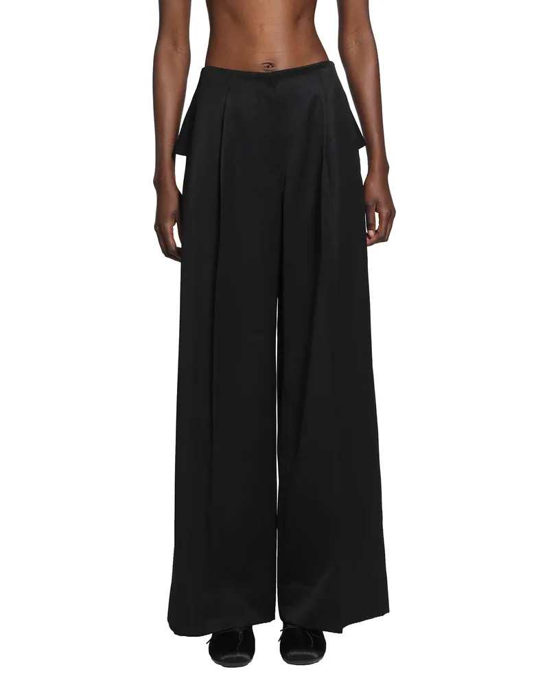 Simone Rocha Back Bow Wide Leg Trousers Black