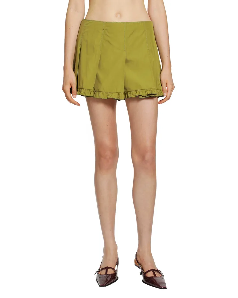 Miu Miu Pleated Poplin Mini Skirt Green