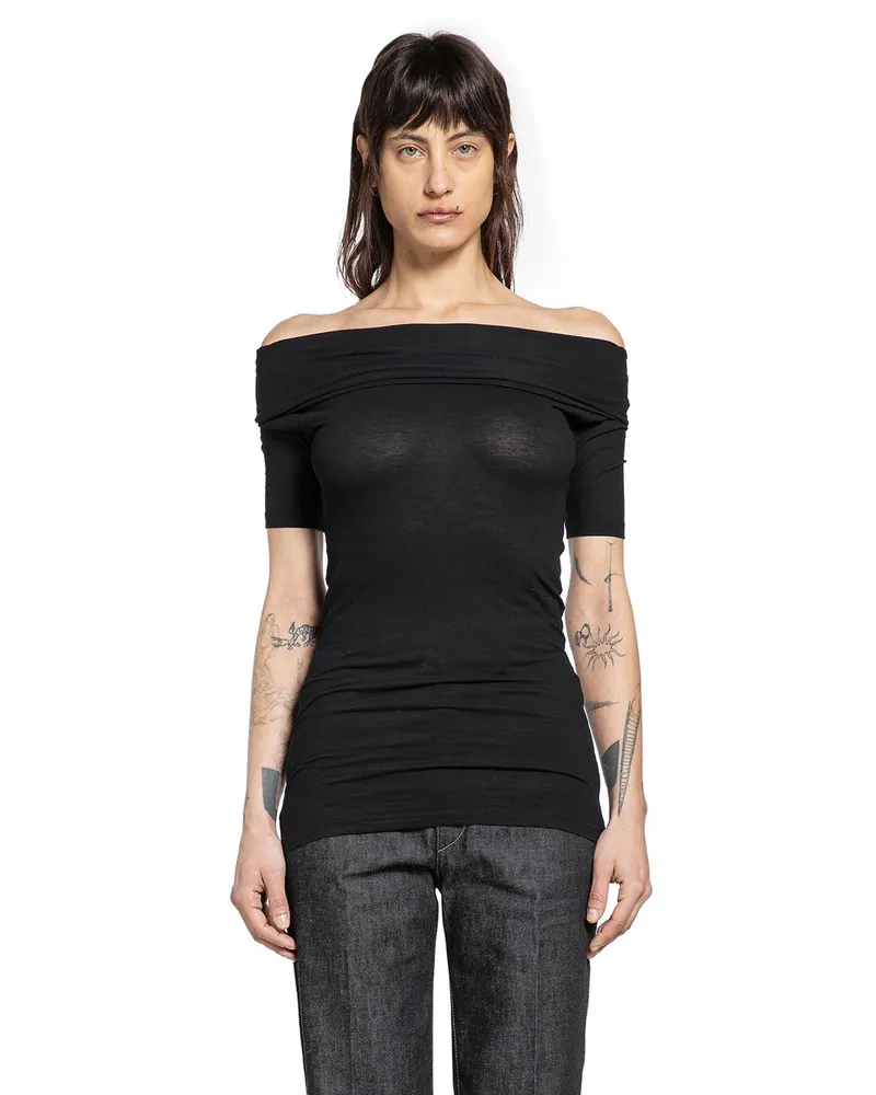 Christophe Lemaire Short Sleeve Twisted Top Black