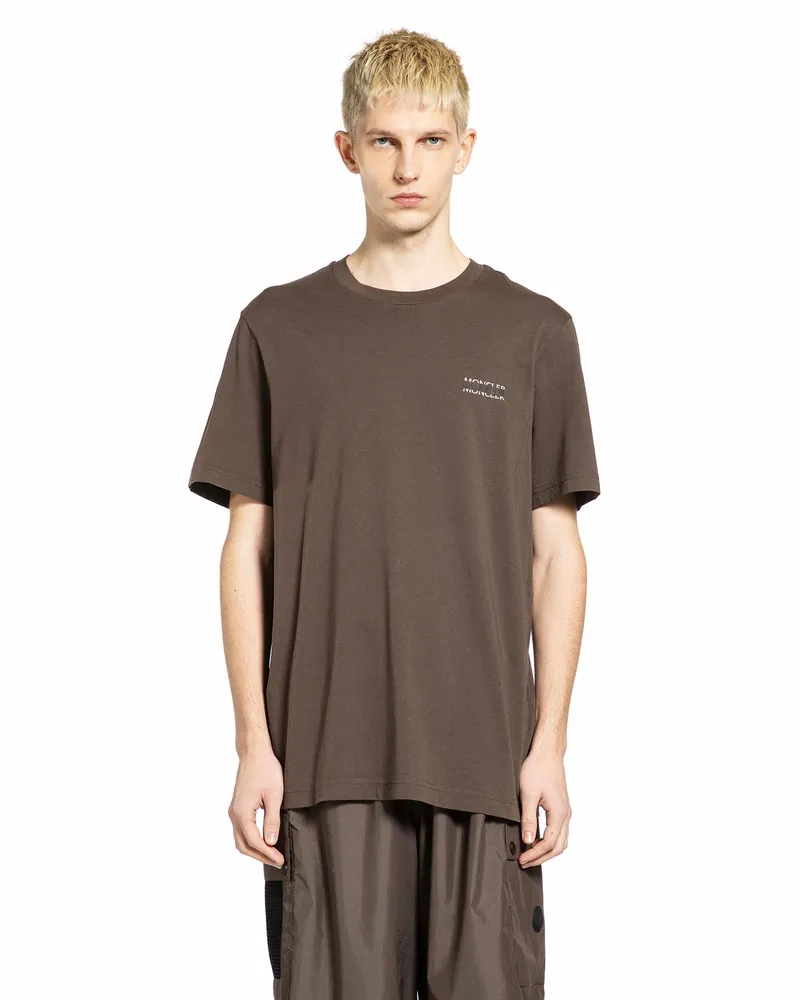 Moncler Logo Cotton Jersey T-Shirt Brown