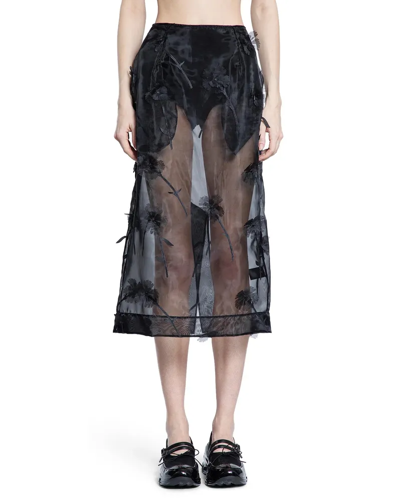 Simone Rocha Sheer Organza Pencil Skirt Black