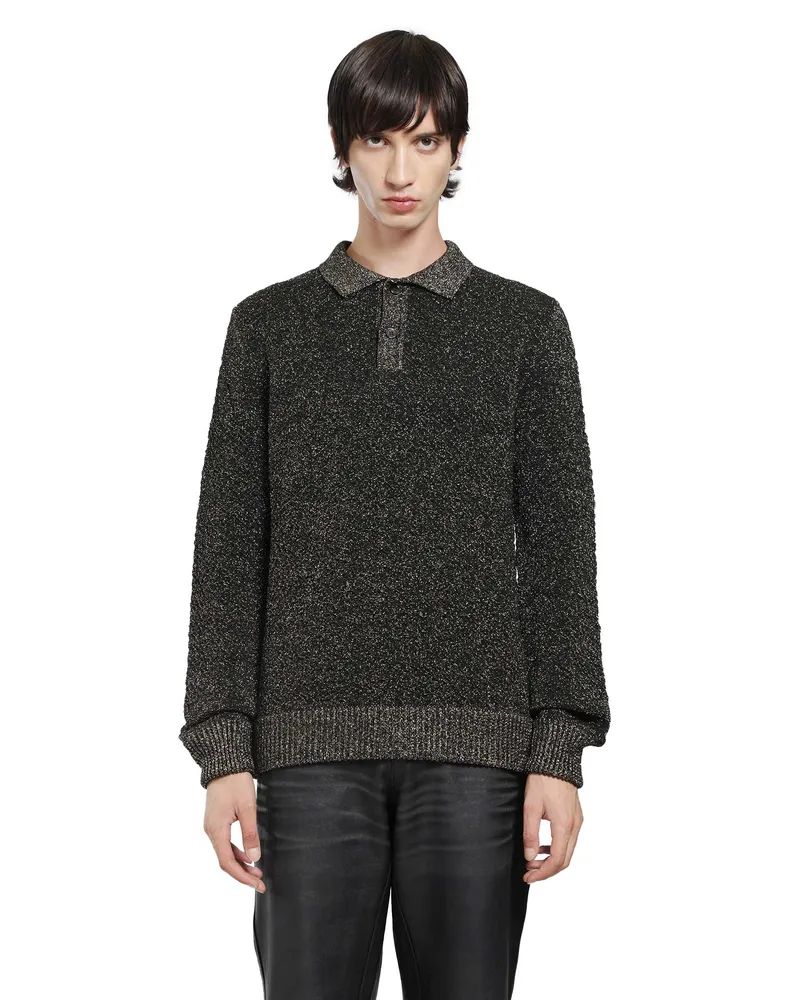 Marni Lurex Wool Polo Sweater Black