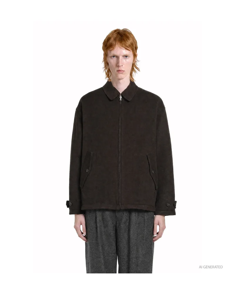 Comme des Garçons Quilted Zip Wool Jacket Brown