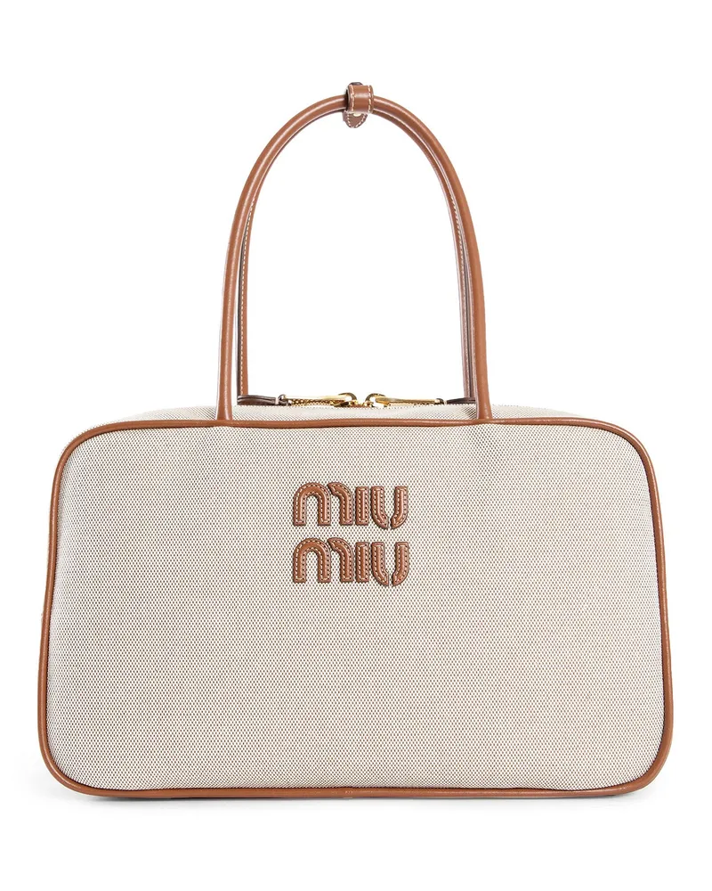 Miu Miu Beau canvas and leather bag Beige