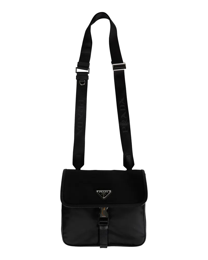 Prada Re-Nylon And Saffiano Leather Shoulder Bag Black