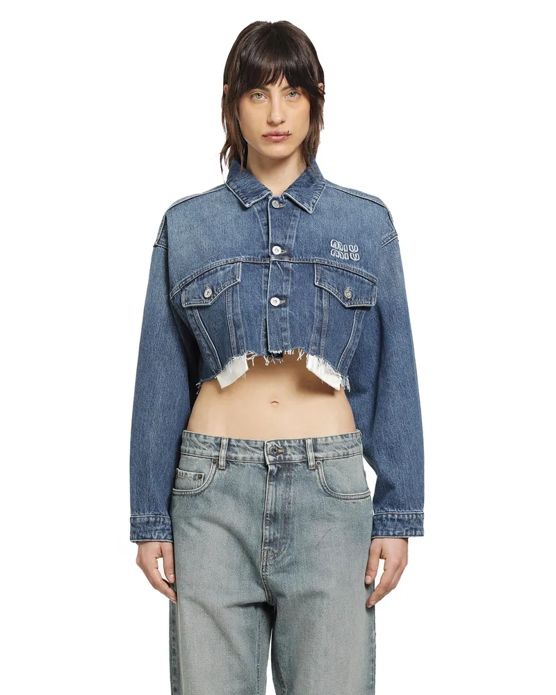 Miu Miu Denim Blouson Jacket Blue