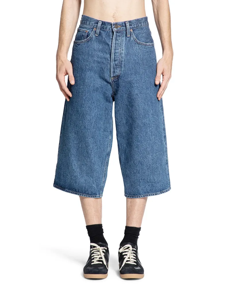AGOLDE Pantaloncini a Righe Lunghe Beesley Blue
