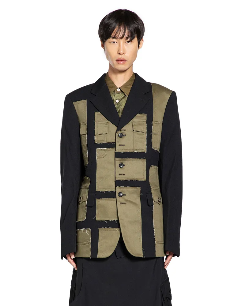 Comme des Garçons Paneled Blazer in Cotton Twill Green