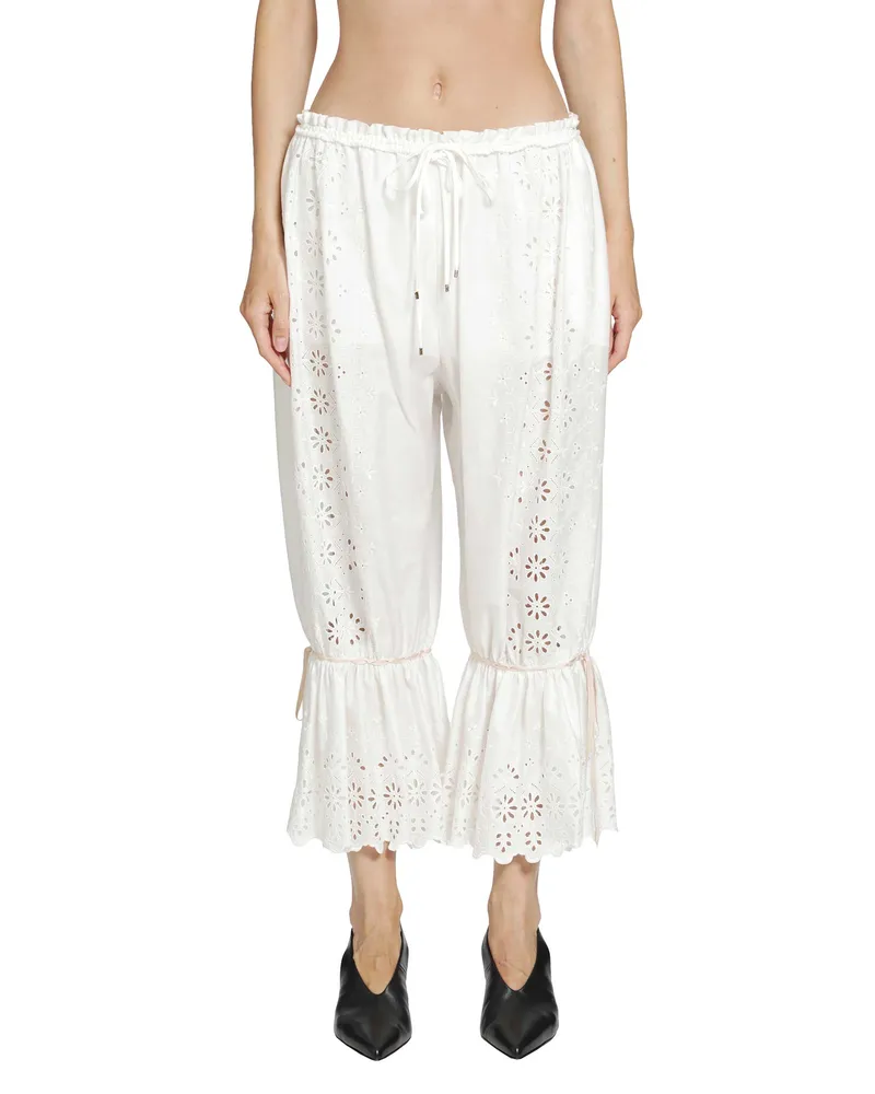 Chloé Cotton Fluid Drawstring Trousers White