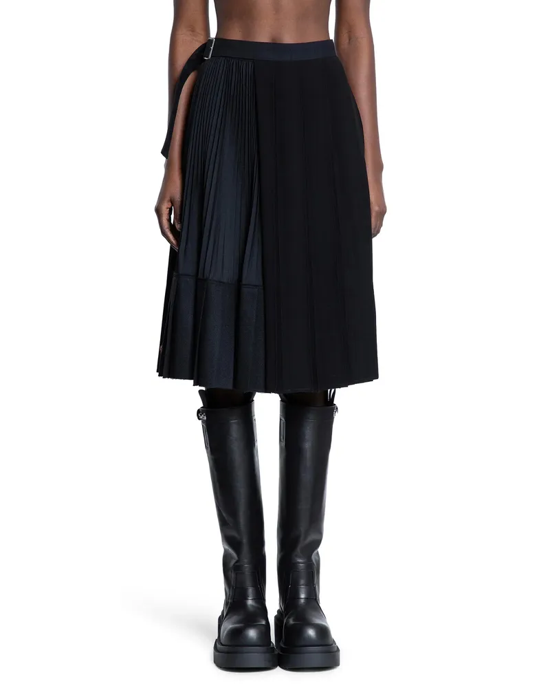 Junya Watanabe Spliced Pleated skirt Black