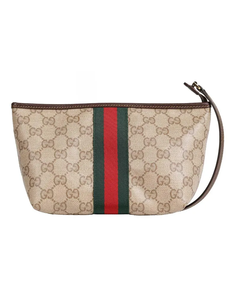 Gucci Small Pouch with Strap and Web Beige