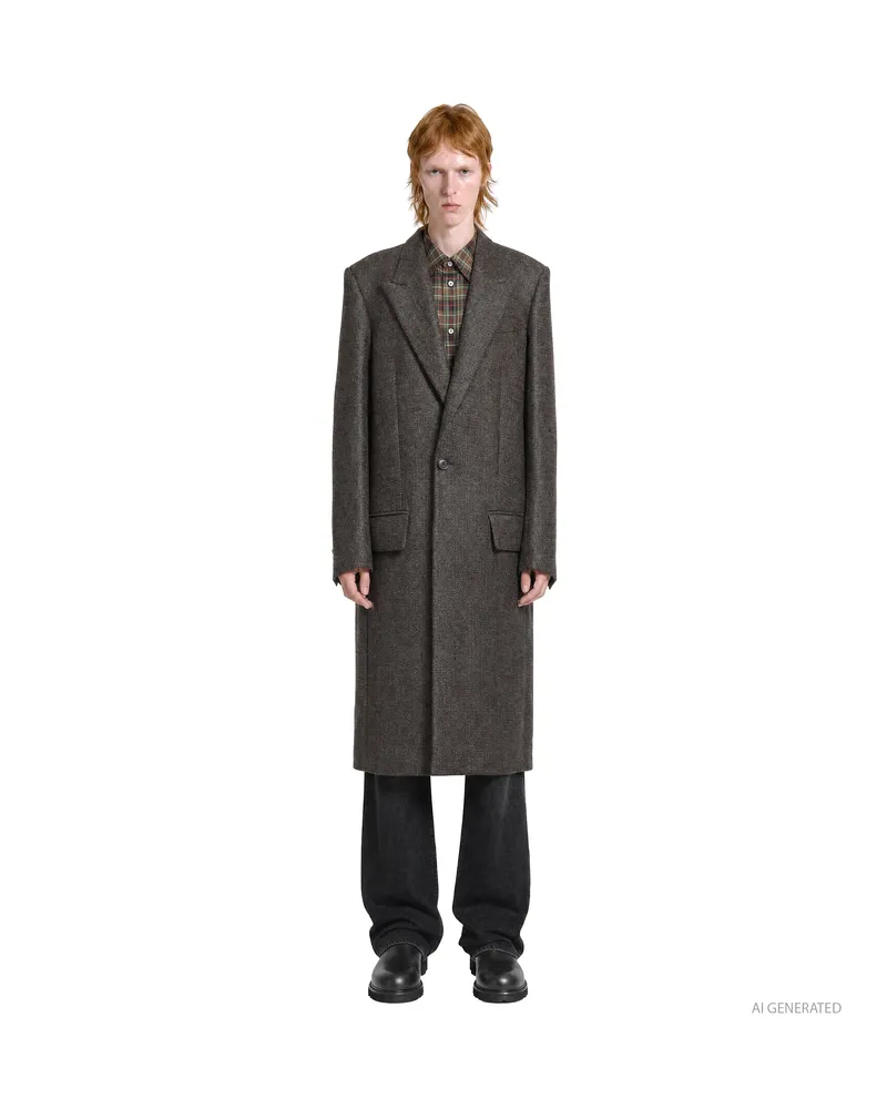 Acne Studios Wool Single-Breasted Coat Brown