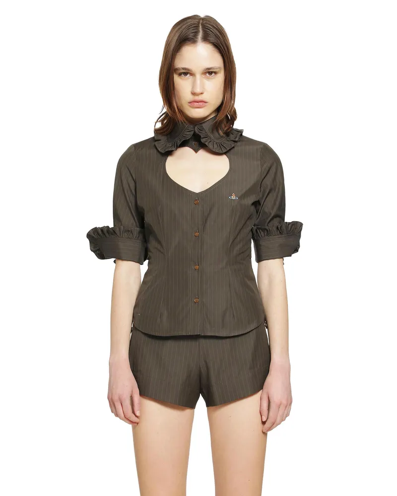 Vivienne Westwood Toulouse Frill Shirt Brown