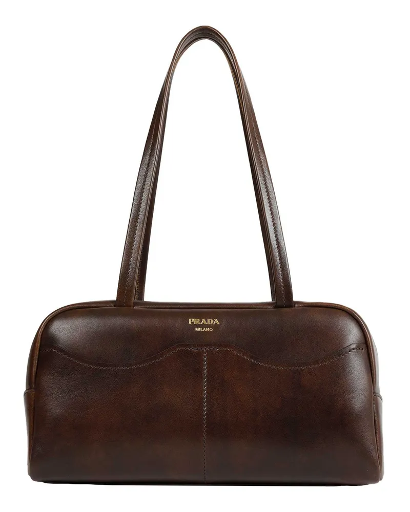 Prada Carry Large Top Handle Bag Brown