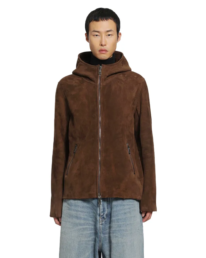 Giorgio Brato Hooded Suede Jacket Brown