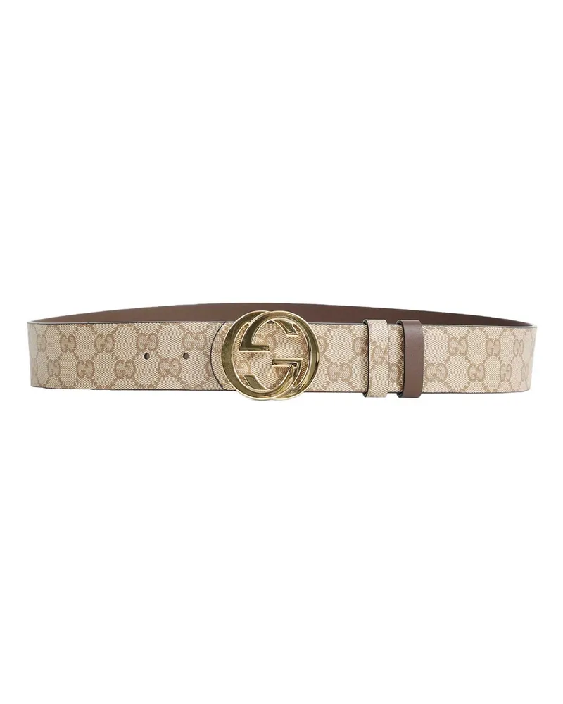 Gucci Reversible Belt With Interlocking G Buckle Beige