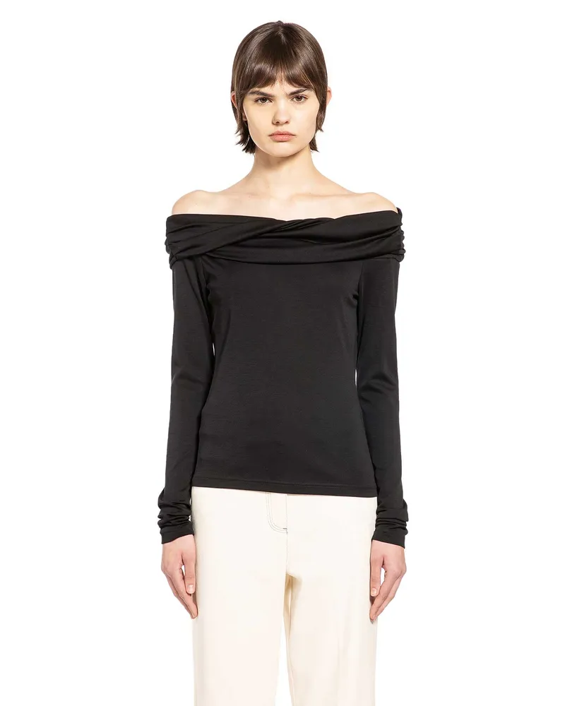 Max Mara Wool Off-The-Shoulder Top Blue
