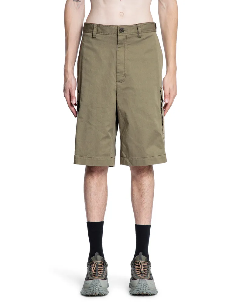Moncler Cotton Gabardine Cargo Shorts Green