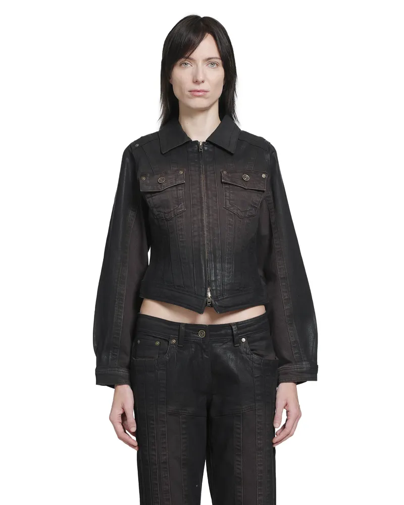 Charlotte Knowles Alice Gloss Denim Jacket Brown
