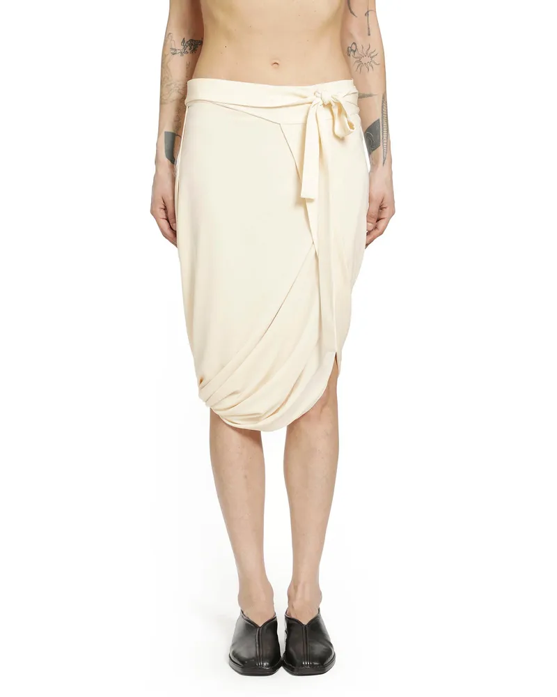 Christophe Lemaire Soft Wrap Midi Skirt Beige