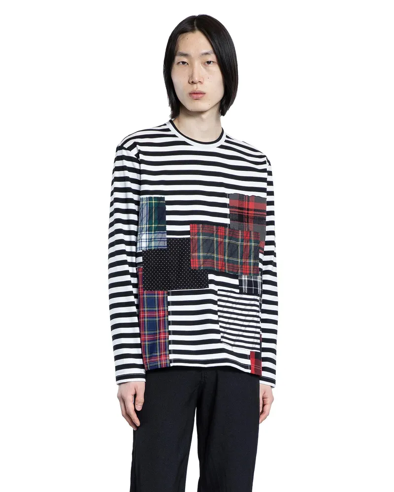 Junya Watanabe Jersey Patchwork Long Sleeve T-Shirt Black&white